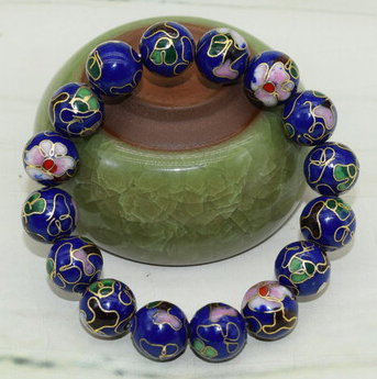 Blue Cloisonne Bead Bracelet