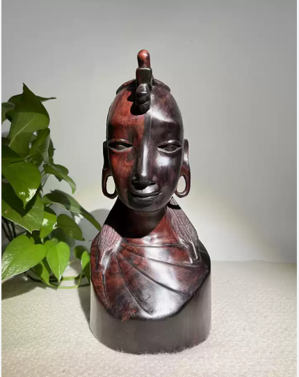 Maasai Bust Wood Sculpture