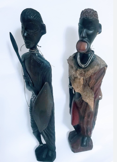 Maasai Warrior Couple Figurines